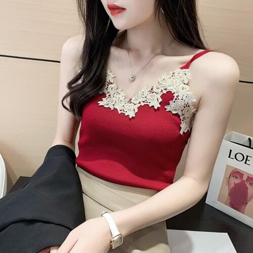 Camis Top Summer Womens Knitting Sleeveless T-shirts Patched Elegant Hollow Out Crocheted Tank Tops For Female