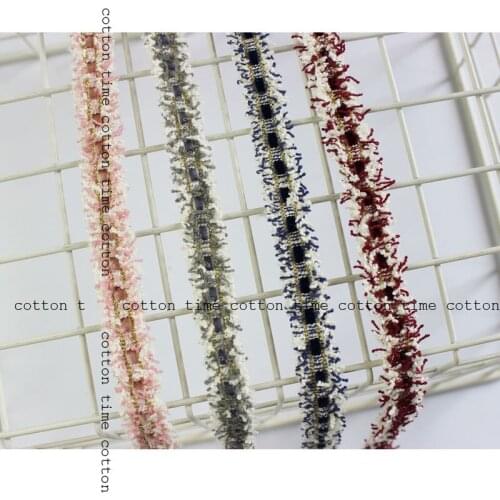 8 yards Tweed Webbing 1.6cm wide Woven Ribbon Velvet Tassel Trim brand style accessory for bag garment free shipping