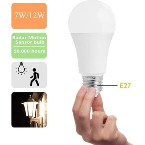 E27 White Smart Radar Detecting Technology Sensor LED Bulb Lamp Auto Sensitive Lights Motion Sensor Lights Home Accessories