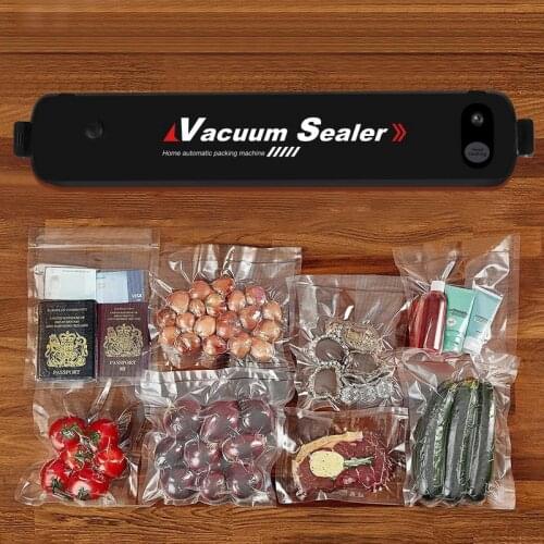 Food Vacuum Sealer With 15 Bags Professional Vaccum Sealing Machine Pump Kitchen Food Fish Fruit Saver Household System Black