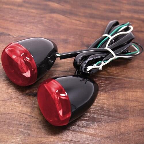 Rear Black Bullet Turn Signals With Red Lens For Harley Dyna Softail Fatboy 883 1200 Sportster XL