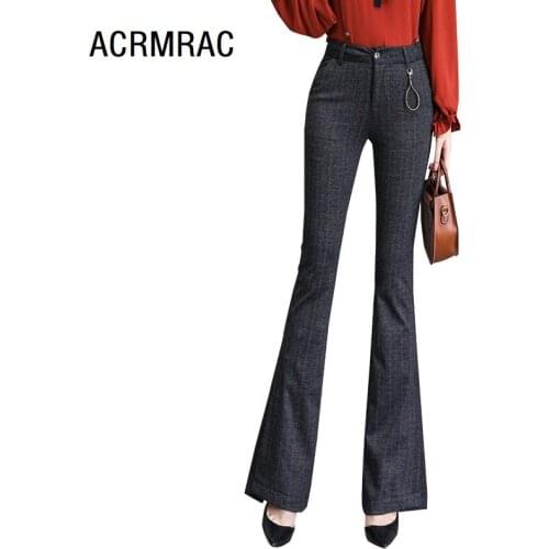 Women pants Slim spring autumn High waist stripe Flare pants casual pants Women 089
