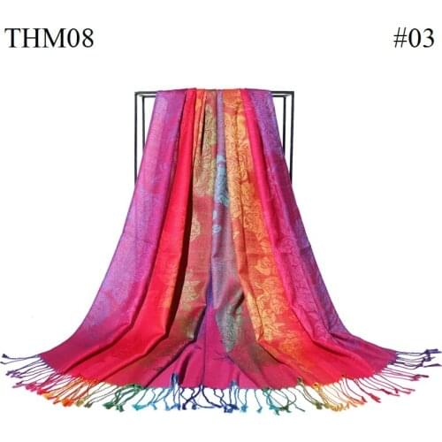 Colorful Flowers Jacquard Winter Cotton Scarf Lady Design Warm Wrap Pashmina Scarves Women Shawl Female Bohemia Foulard Hijab