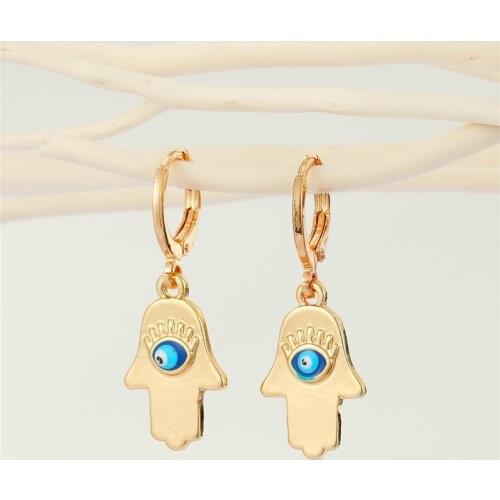 1Pcs Metal Blue Evil Eye Hoop Earrings For Women Gift Jewelry Unique Simple Turkey Lucky Eye Geometric Small Circle Earrings