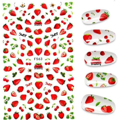 1pc Fruit Manicure Strawberry Watermelon Pineapple Stickers for Nails Summer Nail Art Decoration Water Sticker Tips