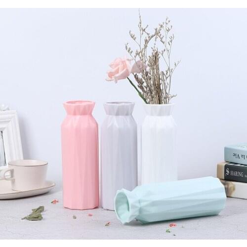 1PC Modern Flower Vase Decoration Home Plastic Vase White Imitation Ceramic Flower Pot Big Capacity Nordic Style Flower Basket