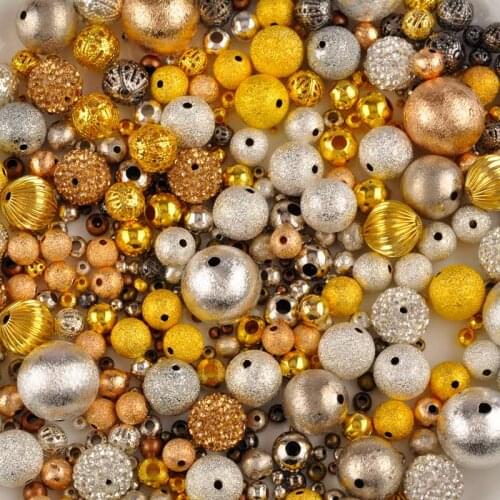 1000Pcs Mixed Color and Size Loose Metal Smooth Round Spacer Beads Fit Bracelet Necklace Jewelry Making Supplies