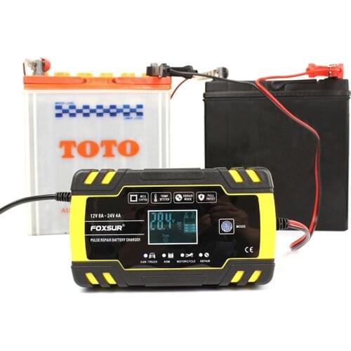 12-24V 8A Motorcycle Car Battery Charger Digital LCD Display Short Protection Repair Charger GEL/AGM/ Wet/EFB Battery Charger