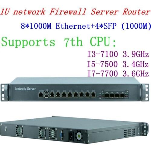 1U network Firewall Router System with 8 ports Gigabit lan 4 SFP Intel i3 4130 3.4Ghz 16G RAM 128G SSD Mikrotik PFSense ROS