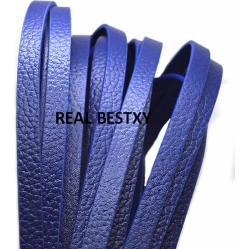 2m/lot approx 10*2.5mm blue Cord Leather Lace DIY Handmade Beading Bracelet Jewelry Making Flat Strings for bracelets making