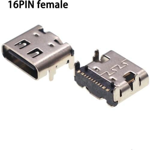 5-10pcs Micro USB 16pin C Type Shrapnel Female Connector For Mobile Phone Mini USB Jack Connector Charging Socket Four feet plug