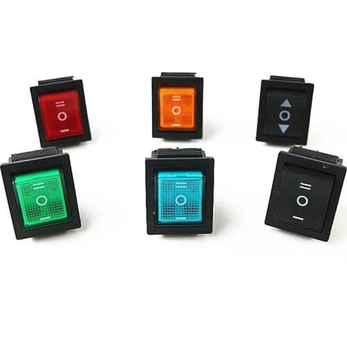 5pcs Rectangular Latching Rocker Switch 3 Position ON-OFF-ON 6 Pins Black Red Green Blue Yellow 15A 250V AC / 20A 125V AC KCD4