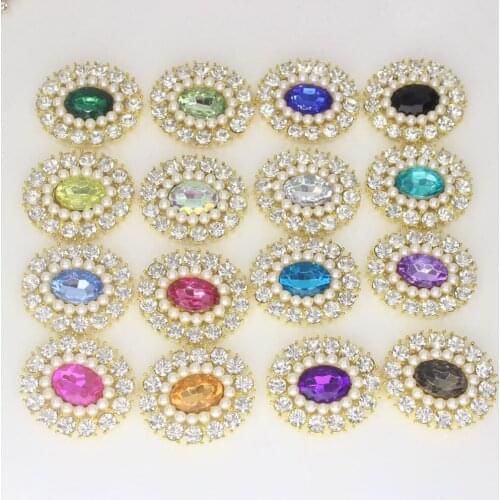 2018 New Real Washable 26x31mm Oval Acrylic Gems Buttons For Women Clothing,diy Metal Crafts For Home Rhinestone Apparel 5pc