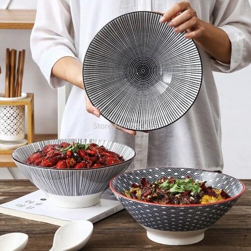 9 Inch Nordic Modern Minimalist Style Underglaze Ceramic Noodle Restaurant Restaurant Hat-shaped Dish Bowl Large Ramen Soup Bowl