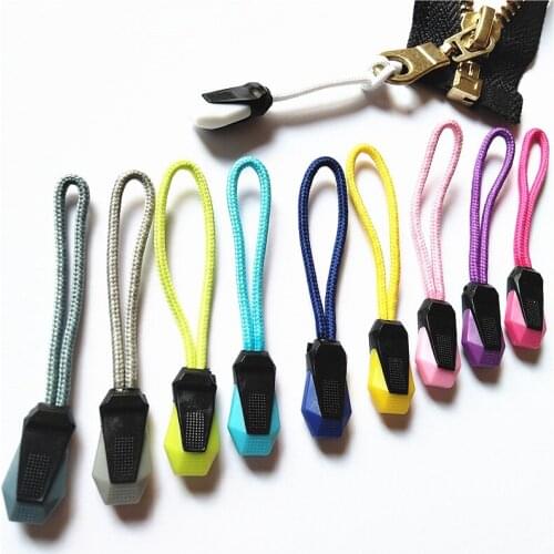 50pcs 10 colour nylon zipper backpack accessories zipper handle DIY zipper head line rope strap lasso head