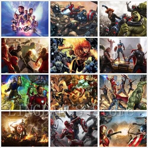 5D DIY Diamond Painting Marvel Poster Iron Man Hulk Captain America Avengers Diamond Mosaic Embroidery Cross Stitch Home Decor
