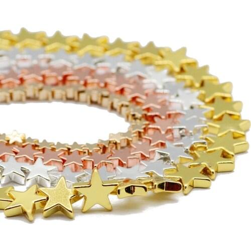BTFBES Pentagram Stars Shape Hematite Rose Gold plating Loose Spacer Beads Natural Stone For Jewelry Making DIY Bracelet 4/6/8mm