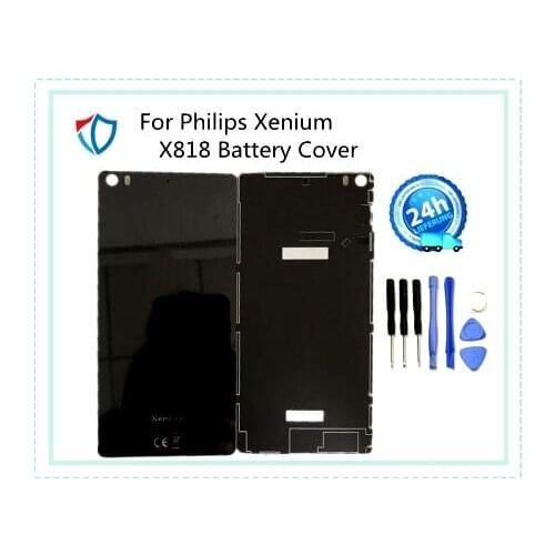 Black Door Case Replacement Parts For Philips Xenium X818 Battery Cover Back Case Cover Rear Cover With Glue Free Ship