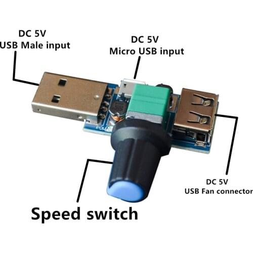 DC 4V-12V USB Fan Governor Wind Speed Controller Regulator with Switch Speed Module Fan Governor Volume Regulator Drop Shipping