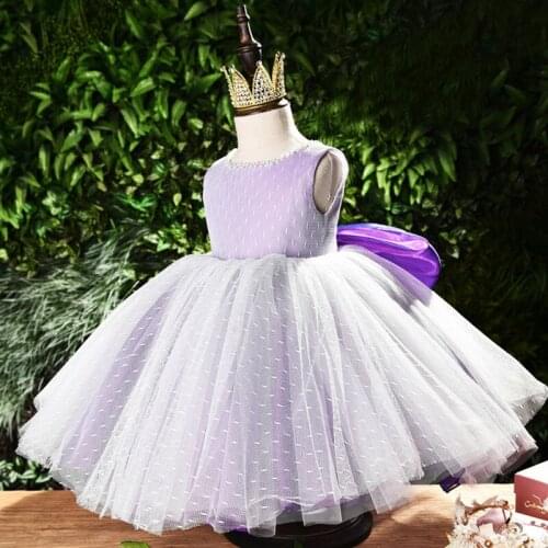 Baby Girl Anniversary Baptist Party Big Butterfly Dress Flower Girl Wedding Party Bridesmaid Lace Purple Dress