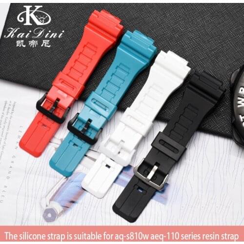Waterproof silicone watch strap for men aq-s810w aqs810wc 5208 / aeq-110w / w-735h resin replacement watch accessories Tab 18mm