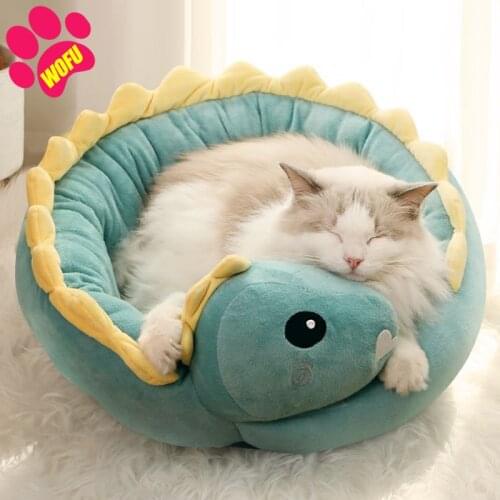 WOFUWOFU Kitten Sleep Mat calda Pet Cat Bed Dinosaur Round letti per cani di piccola taglia per gatti Lovely Puppy Mat Soft Sofa