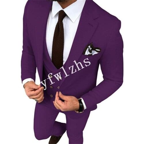 Handsome One Button Groomsmen Notch Lapel Groom Tuxedos Wedding Dress Men Suits Blazer Prom Dinner (Jacket+Pants+Tie+Vest) A199