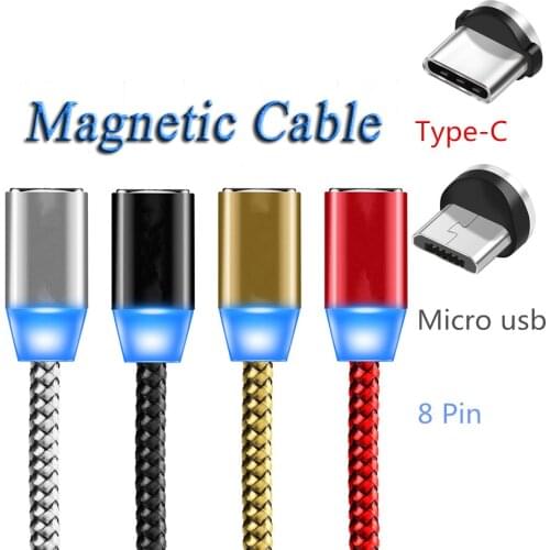 Micro USB Data Cable for Samsung A7 2018 A8 A9 A50 S7 S10 Huawei P20 Lite P Smart 2019 Redmi Type C Plug Magnetic Charger Cable