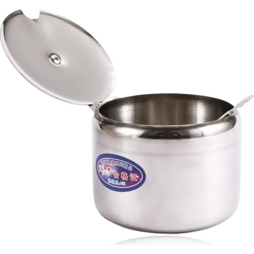 Mini Stainless Steel Kichen Salt Storage Pot Jars Tea Sauces Coffee Jam Storage Pot with Lid Spoon