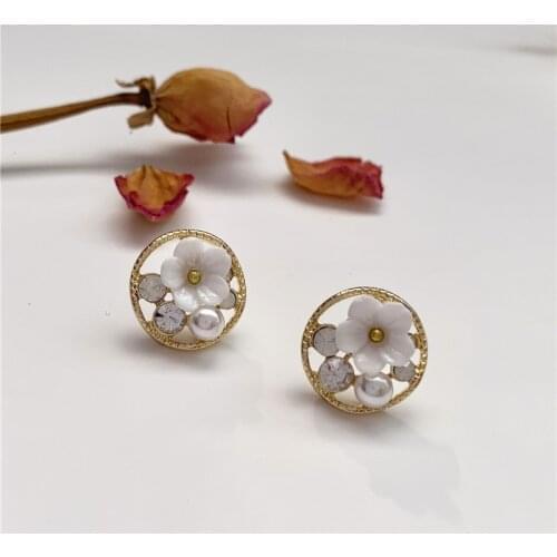 Fashion art palace restoring ancient ways wind super fairy flowers stud earrings circle contracted earrings jewelry accessories