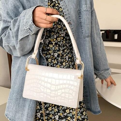 Fashion Stone Pattern Shoulder Bags for Women 2021 Designer Brands Chain Crossbody Bag Armpit Clutch Small Handbags and Purses
