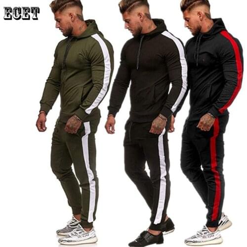 Mens clothing spring and autumn new fashion mens suit jogger fitness stitching hoodie zipper jacket plus mens trousers