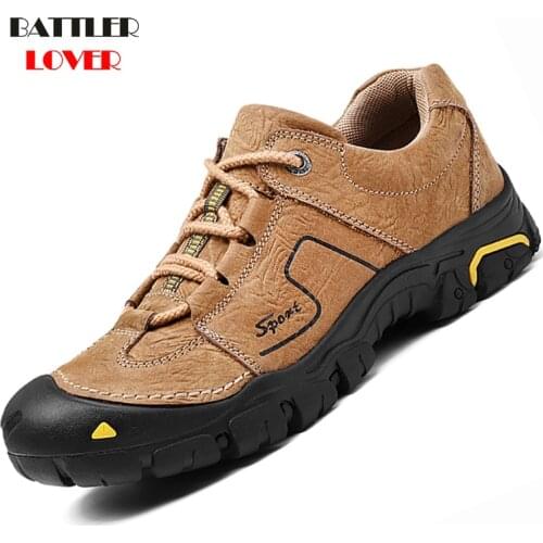 Genuine Leather Men Shoes Casual Waterproof On Foot Outdoor Rubber Lace-up Oxfords Walking Boat Shoe Loafers Moccasins Flats Man