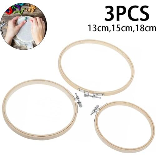 3pcs 13/15/18cm Embroidery Hoop Ring Sets Bamboo Frame Embroidery Hoop Round Cross Stitch Hoop Needlecraft Sewing Tools