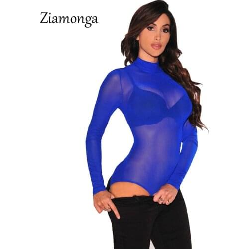 2021 New Women Sexy Bodysuit White Black Long Sleeve Bodysuit Sheer Mesh Lace Bodysuit For Women Rompers Bodycon Jumpsuit