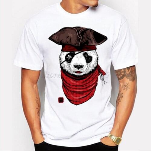 2019 New Arrival Mens Fashion Happy Pirate Panda Printed T shirt Cool Tops Short Sleeve Hipster Tees