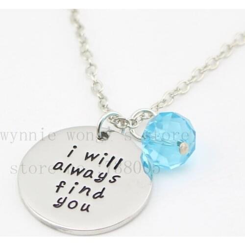 2015 New Inspirational Necklace "Once Upon a Time "I Will Always Find You"crystal silver Pendant Necklaces
