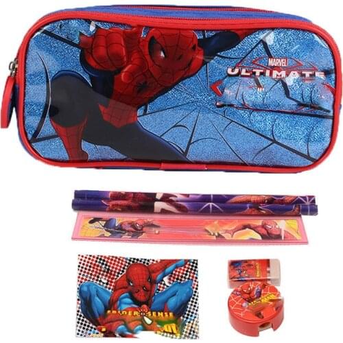 1set Spiman pencil case for boys girls cartoon children school supplies stationery set kids pencil bag high quality