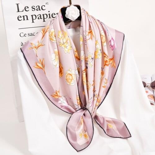 Women 100% Natural Silk Scarf Square Printed Silk Headscarf Bandana Hangzhou Pure Silk Neckerchief For Ladies Neck Scarf 88x88cm