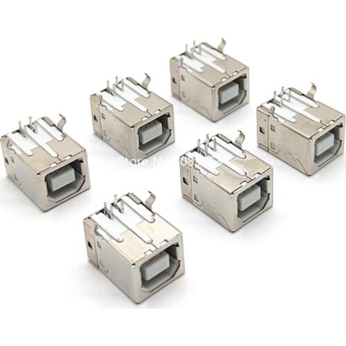50Pcs b type usb jack connector printer port Female Socket Right Angle PCB Connector DB90