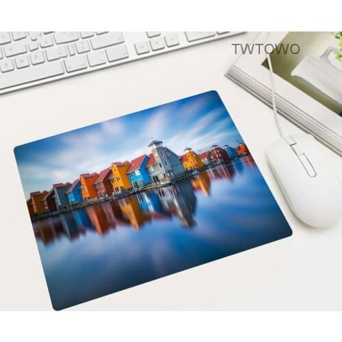 Special, Country Part, Night City View, Mouse Pad, Small Size, Rectangular, Non-slip, Compatible