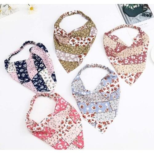 Xugar Triangle Bandanas Hair Scarf Vintage Headscarf Headband For Women Girls Hair Accessories Bands Printed Turban Headwear