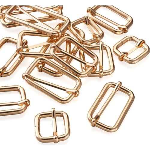 20pcs/set Mixed Color Iron Adjuster Slides Buckles Rectangle Roller Pin Buckles Fasteners for DIY Jewelry Craft Bag Belt Making