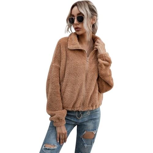 Women Double-faced fleece Coats and Jackets Long Sleeve Zipper Hooded Loose Outwear Ladies Autumn Winter Top Streetwear 2020