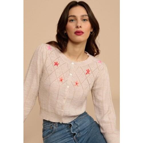 2021 Early Autumn New Wool Cardigan Cardigan Floral Embroidery Front Button-up Sweater Women