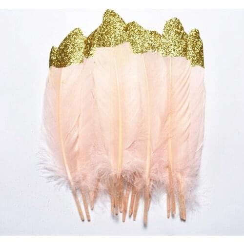 10Pcs/Lot Spray Gold Silver Goose Feathers 15-20cm6-8" Gold Feathers for Crafts Pheasant feather decoration DIY Plumas Carnaval