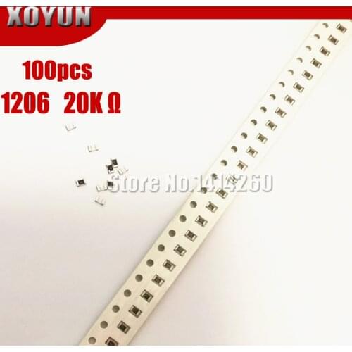 100PCS 1206 SMD Resistor 1% 20K ohm chip resistor 0.25W 1/4W 203