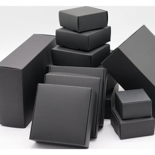 20Pcs 23 Sizes Choose Black Candy Gift Packaging Paper Boxes For Wedding\Candy\Crafts\Cake\Handmade Soap Packing Gift Box