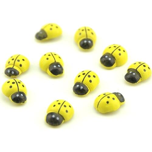 12*15mm 20Pcs Wooden Ladybird Ladybug Wall Sticker Children Kids Painted adhesive Back DIY Craft Home Party Holiday Decoration
