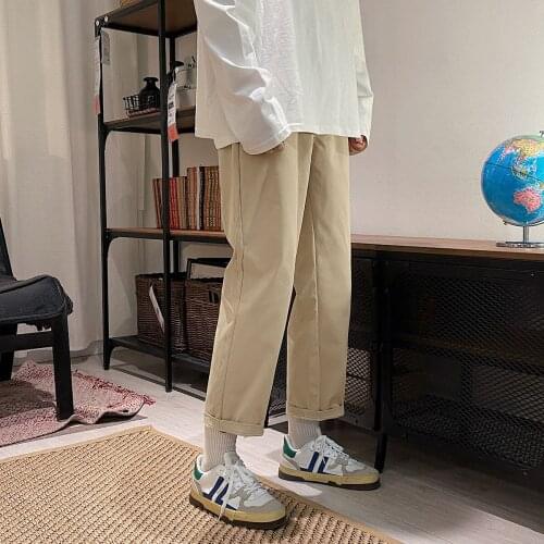 2021 Korean Style Mens Fashion Trend Slim Fit Casual Pants Khaki/black/Apricot Color Straight Pants High-quality Trousers M-5XL